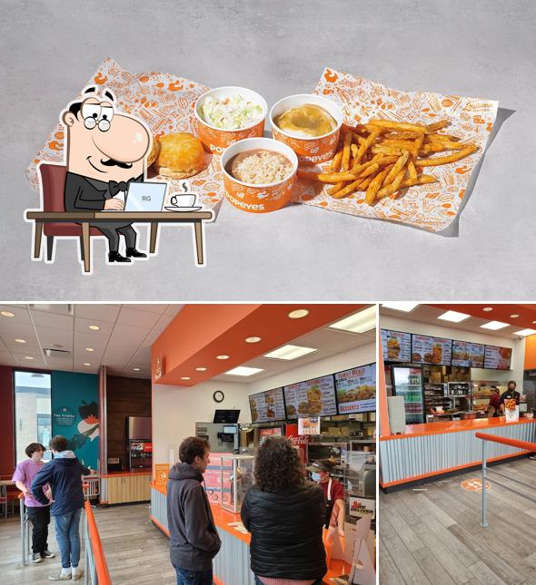 The picture of interior and food at Popeyes Louisiana Kitchen