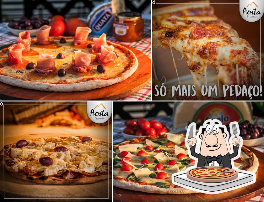 Escolha pizza no Aosta Pizzaria