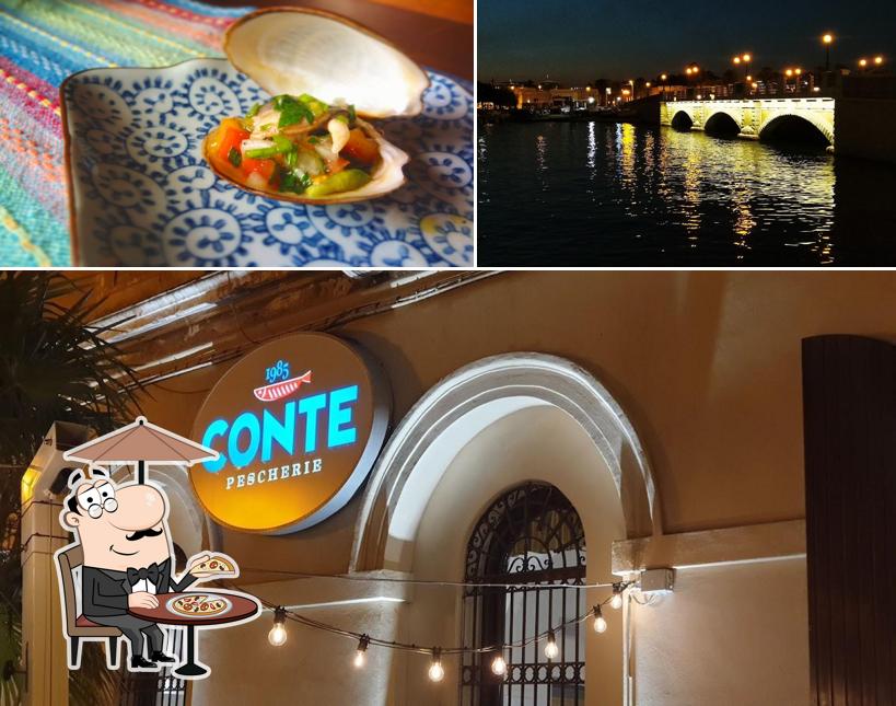 Questa è la immagine che raffigura la esterno e cibo di Conte La Gastronomia
