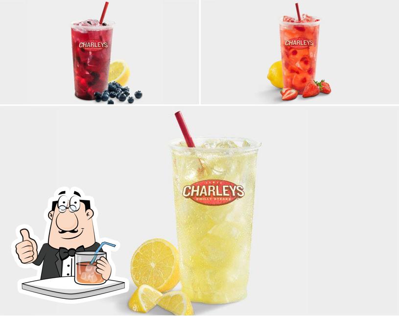 Check out the image showing drink and food at Charleys Cheesesteaks