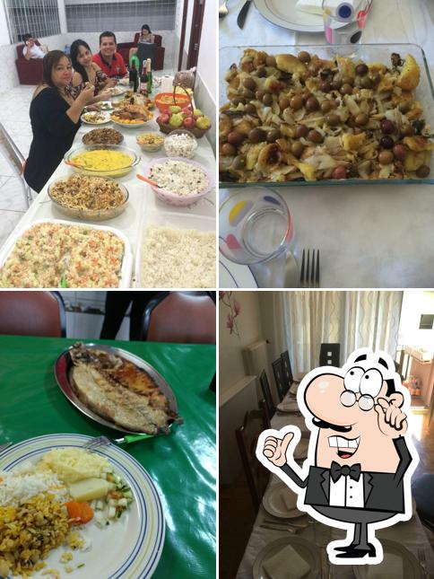 Entre diferentes coisas, interior e comida podem ser encontrados no Lanchonete e Pizzaria Maná