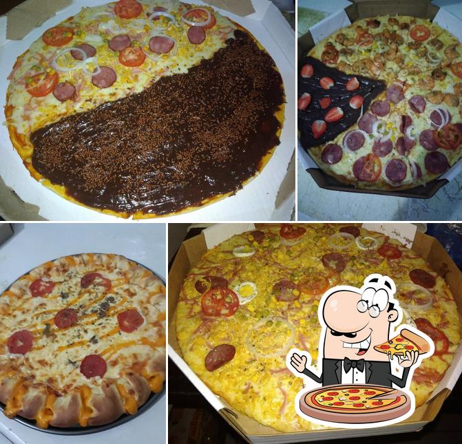 Escolha pizza no pizzaria fogazza