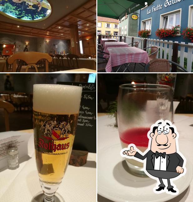 Among various things one can find interior and drink at Restaurant Hutte Gauloise