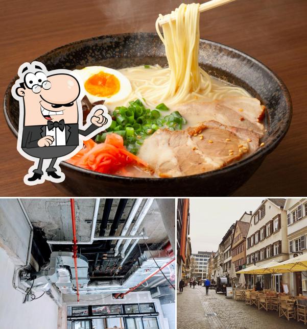 Parmi les différentes choses de la extérieur et la nourriture, une personne peut trouver sur EArth Tokyo Stuttgart Calwer - Japanese Ramen Restaurant