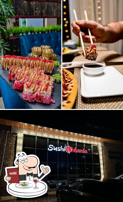 Это фото, где изображены еда и внешнее оформление в Sushi Mania