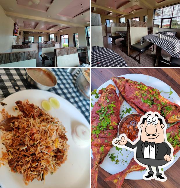 The restaurant's interior and food