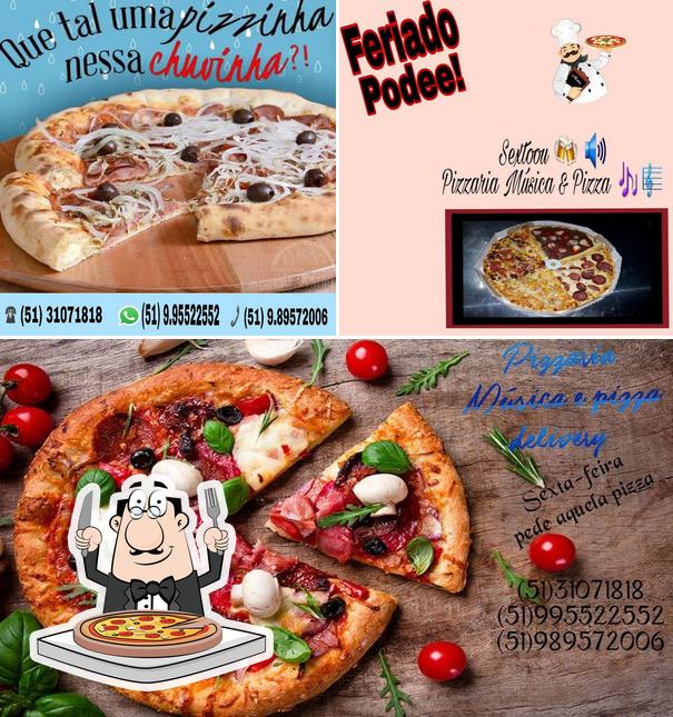 No Pizzaria Música E Pizza, você pode pedir pizza