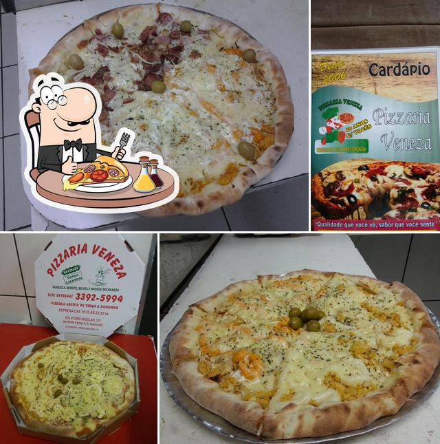 Escolha pizza no Pizzaria Veneza