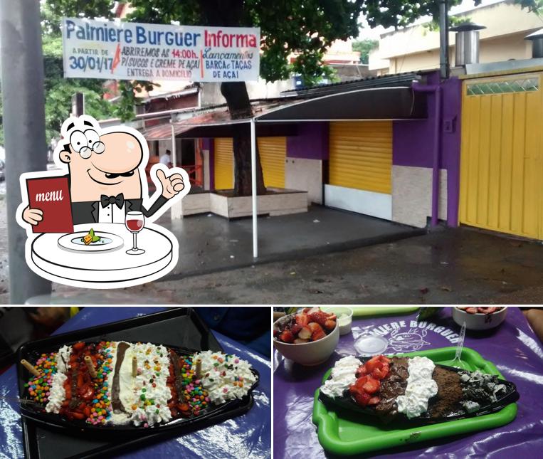 Esta é a ilustração apresentando comida e exterior no Palmiere Burguer