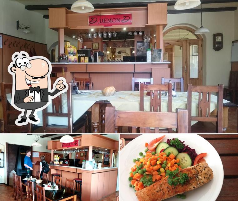 Take a look at the picture depicting interior and food at Restaurace Na Vyšehradě