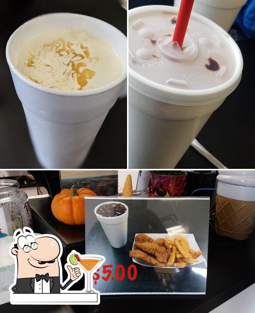 The picture of drink and food at Pleasant Valley Shake Shoppe