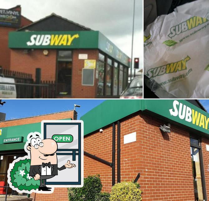 This is the picture displaying exterior and food at Subway