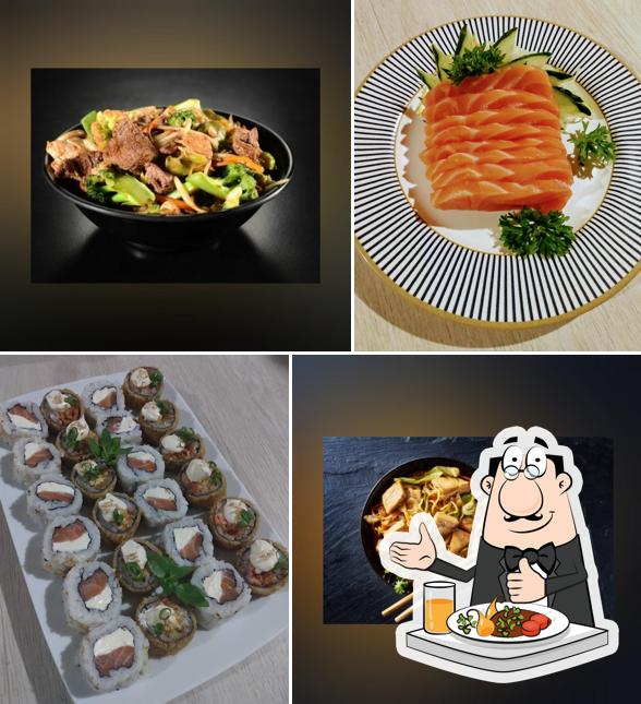 Platos en Gi Yakissoba e sushi