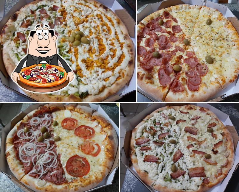 Escolha diferentes variedades de pizza