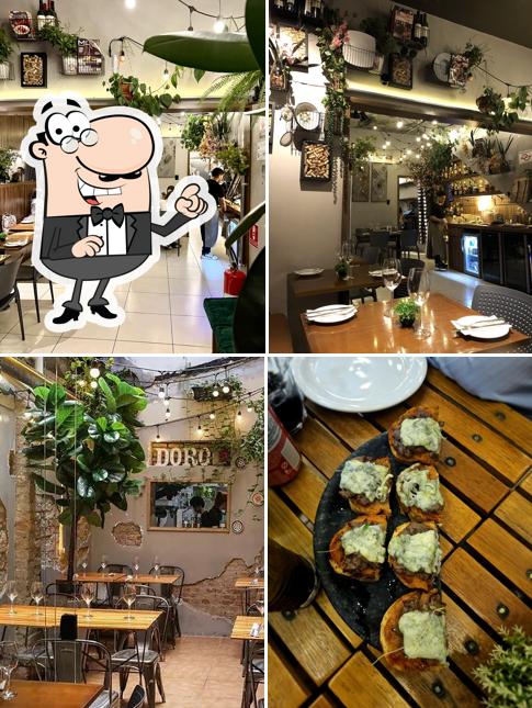 Sente em uma das mesas no DoRo Gastronomia