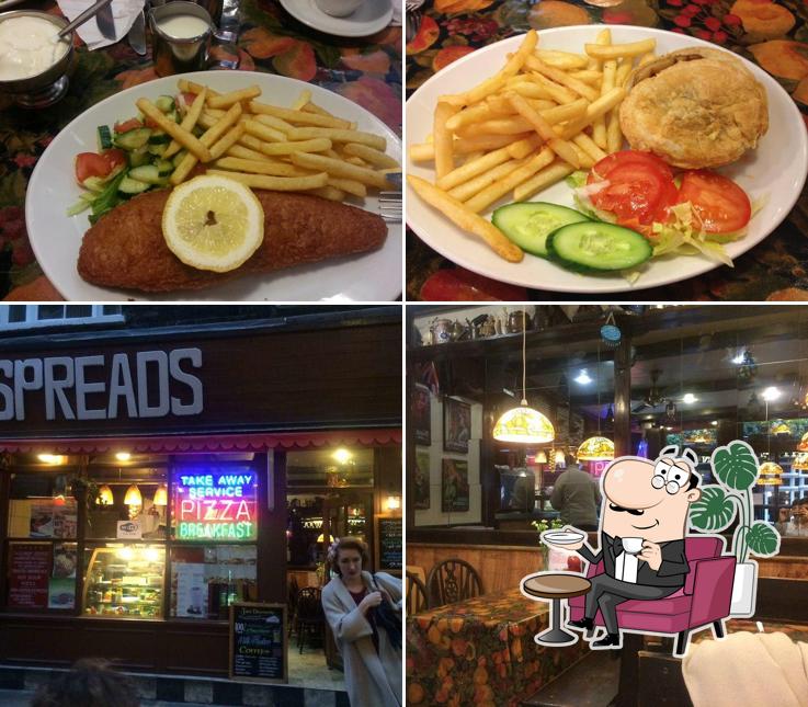 Among various things one can find interior and food at Spreads Cafe