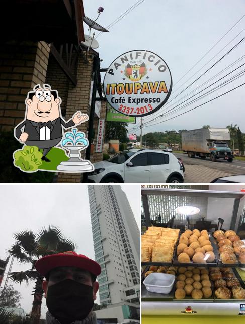Esta é a ilustração mostrando exterior e comida a Café Itoupava