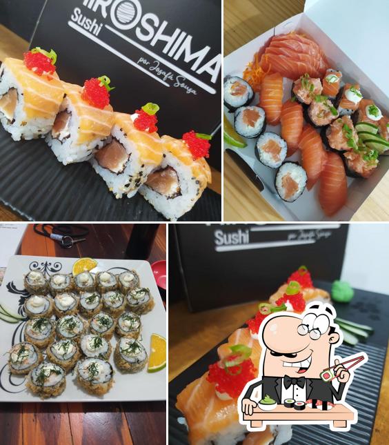 Rolos de sushi são oferecidos por Hiroshima Sushi