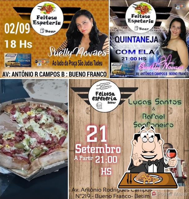 Experimente pizza no Feitosa Espeteria