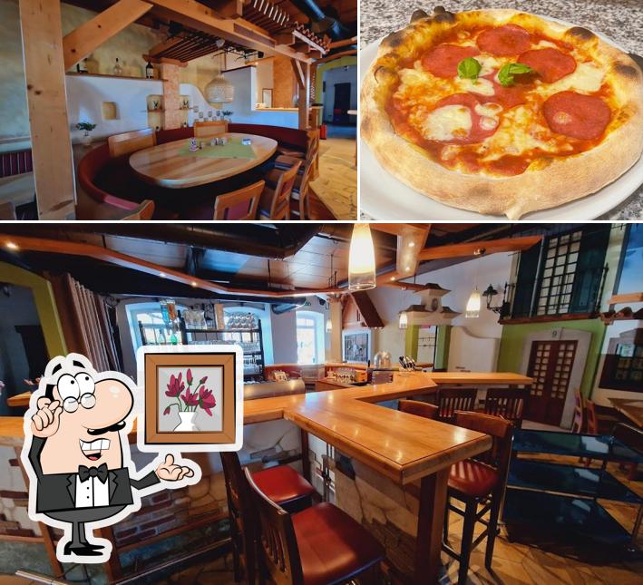 Voici la photo indiquant la intérieur et pizza sur Pizzeria Trattoria Buon Gusto