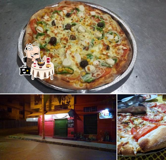 A imagem da comida e exterior no Restaurante e Pizzaria Capa's