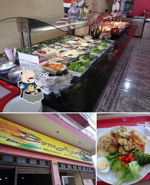 Entre diversos coisas, comida e exterior podem ser encontrados no Bom Apetite Restaurante