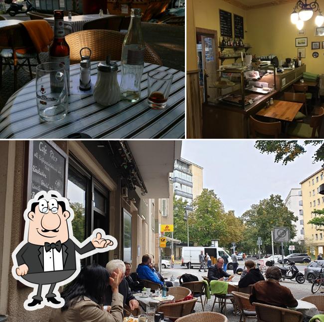 Take a seat at one of the tables at Cafe Piter