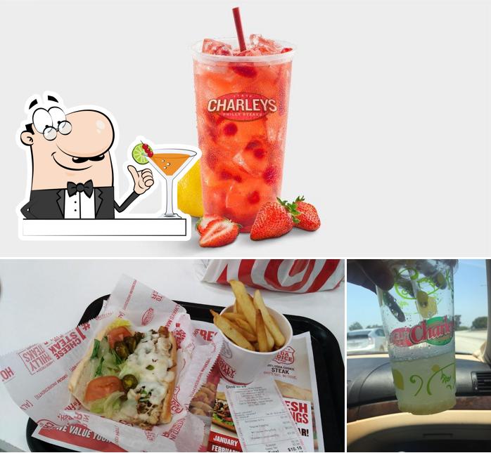 The picture of Charleys’s drink and food
