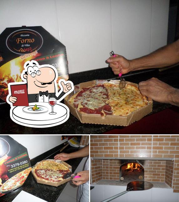 Esta é a imagem apresentando comida e interior no Pizzaria Forno De Villas