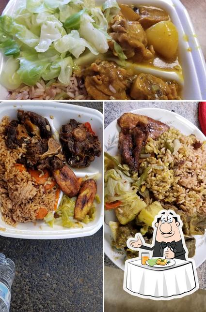Food at Mr Pizza & Wings and Jamaican food