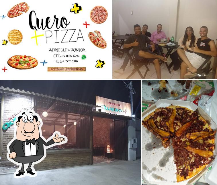 A imagem da interior e comida a Quero + Pizza
