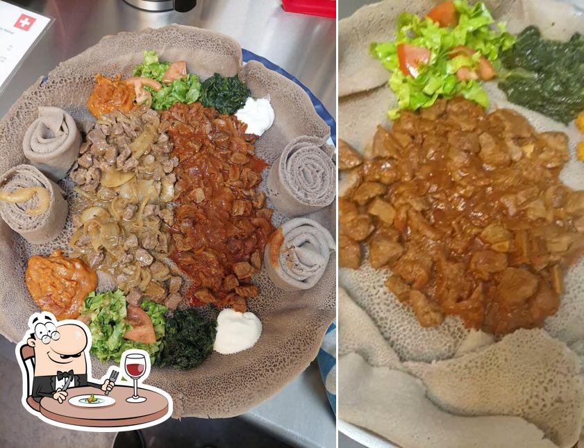 Plats à Eritrean restaurant (Union Nationale des Travailleurs Erythréens Suisse)