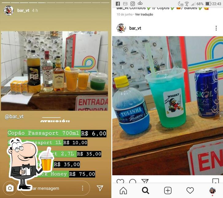 Bar Vt serve uma seleção de drinques