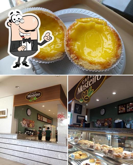 Esta é a foto mostrando exterior e comida no Café Mosteiro