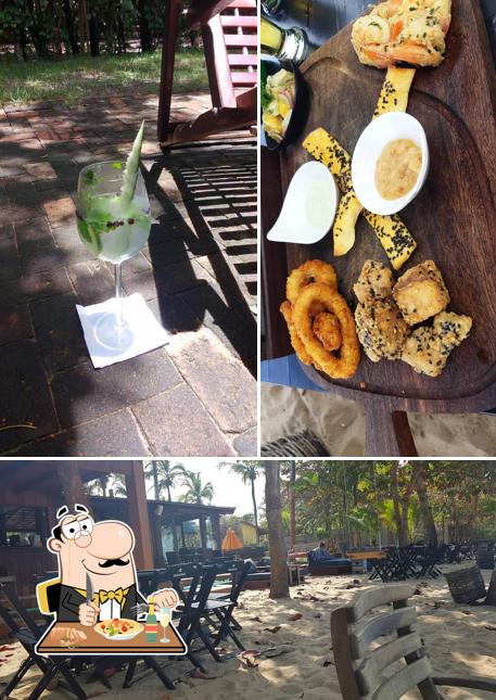 Dê uma olhada a foto ilustrando comida e interior a Café da Praia Caraíva