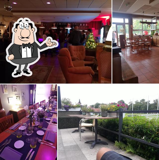 Nehmt an einem der Tische im Das Club House Durlach Aue Platz