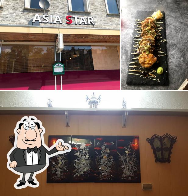 This is the image depicting interior and food at Asia Star