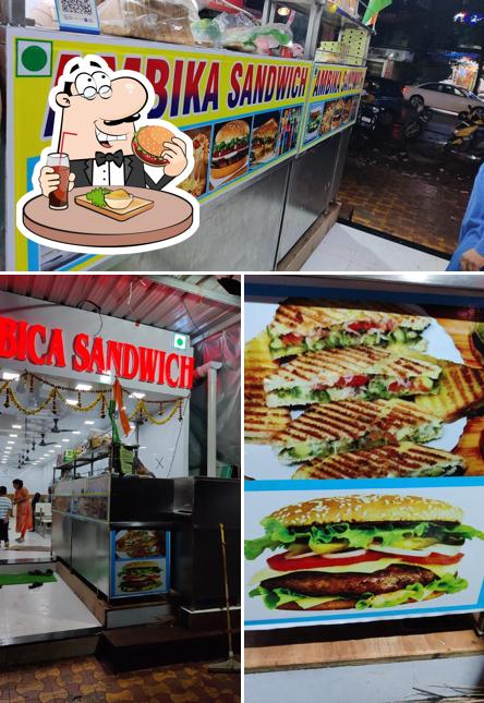 Get a burger at Ambika Sandwich House