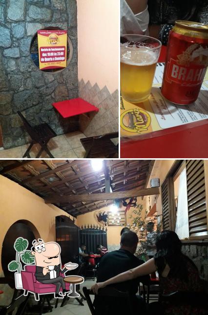 A ilustração do Mariz Burguer’s interior e cerveja