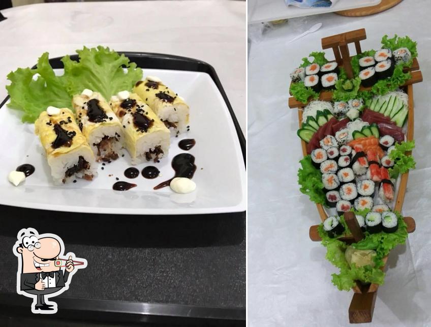 Rolos de sushi são disponibilizados no Temakeria Kampai