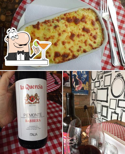 A ilustração do Restaurante Italiano Maurizio Gallo’s bebida e pizza