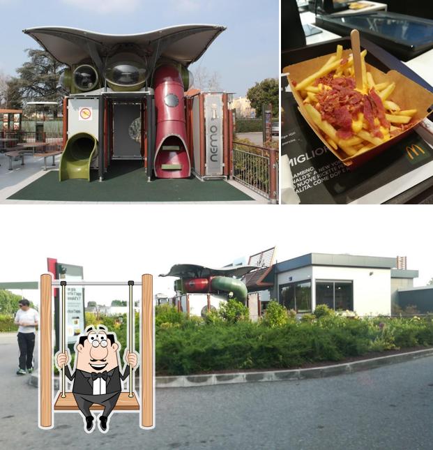 Las imágenes de área de juego y comida en McDonald's