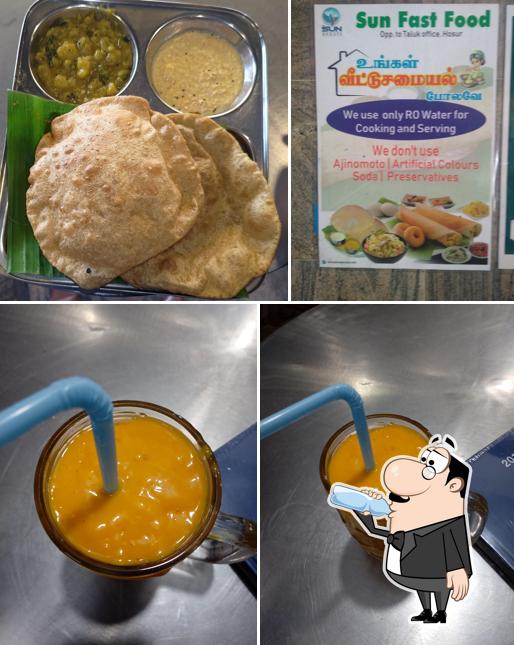 Among different things one can find drink and food at Sun Fast Food