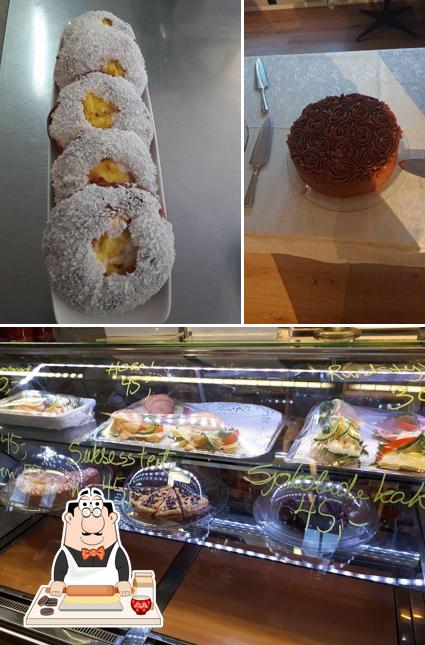 "Sørlandsporten cafeteria Aud Alfsen" предлагает большой выбор сладких блюд