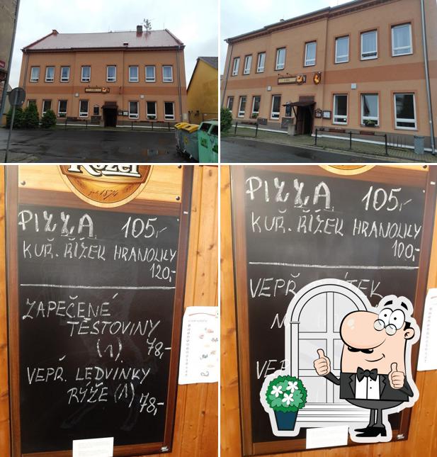 restaurace u Žida is distinguished by exterior and blackboard