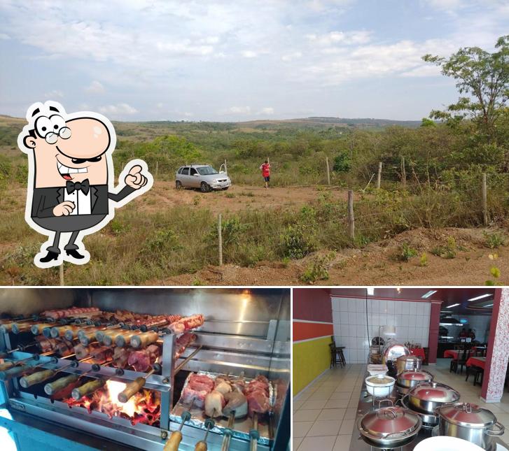 A ilustração do Restaurante Delícia do sabor’s interior e exterior