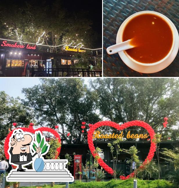 The image of exterior and food at Roasted Beans