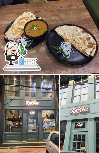 The restaurant's exterior and pizza