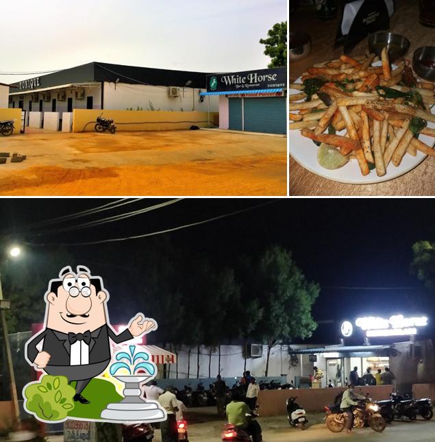 The restaurant's exterior and food