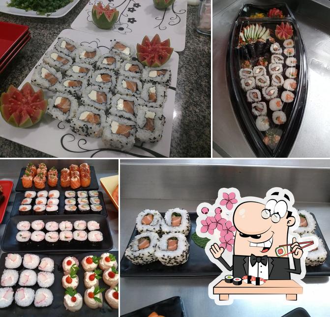 Rolos de sushi são oferecidos por Restarante Cantinho do Vale